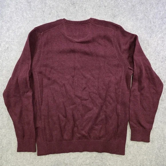 Eddie Bauer Sweater Mens Large Red 100% Cotton Henley Knit Crew Neck Pullover - Picture 12 of 13